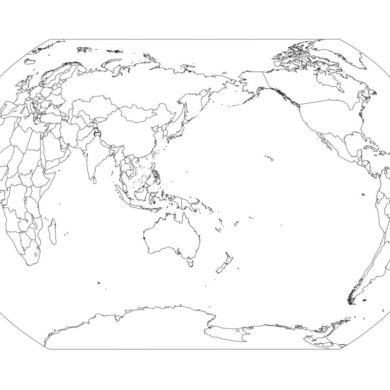 World map electronic version blank black and white outline vector high-definition AI CDR PDF handwritten report material A3A4