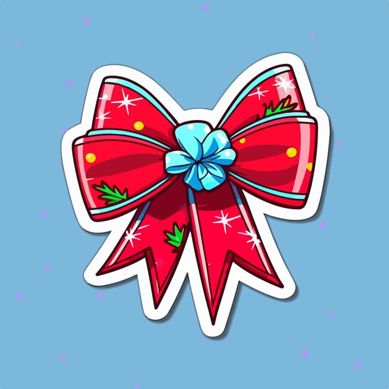 2203, 91 models - ai-jpg-90 Christmas red and green hand drawn cartoon bow illustration, printed decorative pattern vector image AI design material